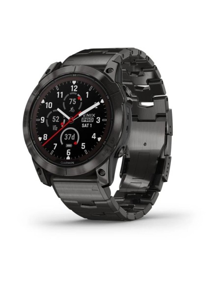 Garmin Fenix 7X Pro Sapphire Solar Karbon Gri DLC Titanyum - Titanyum Kayışlı