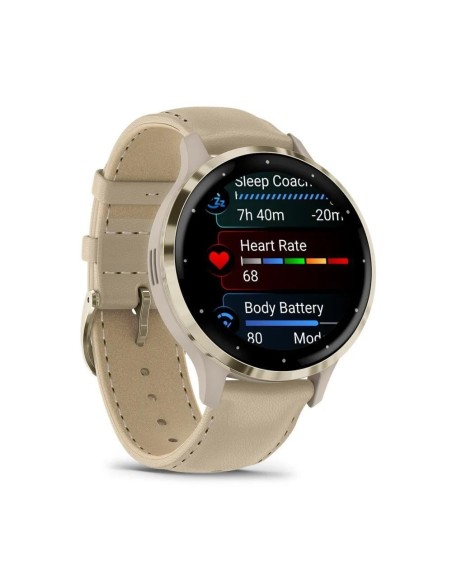 Garmin Venu 3S Soft Gold | French Gri Deri Kayışlı