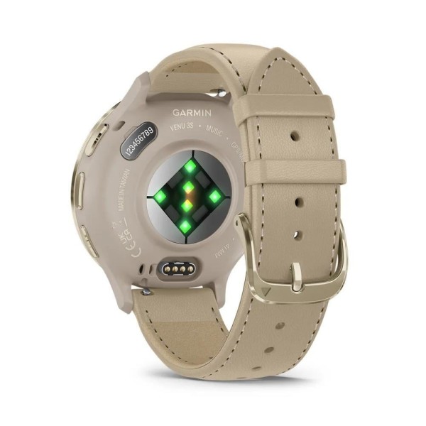 Garmin Venu 3S Soft Gold | French Gri Deri Kayışlı