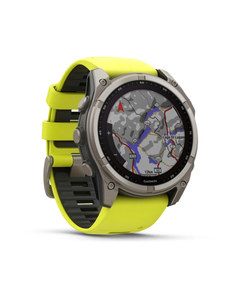 Garmin Fenix 8 - 51 mm Solar Sapphire Titanyum, Amp Sarı/Grafit Silikon Kayışlı