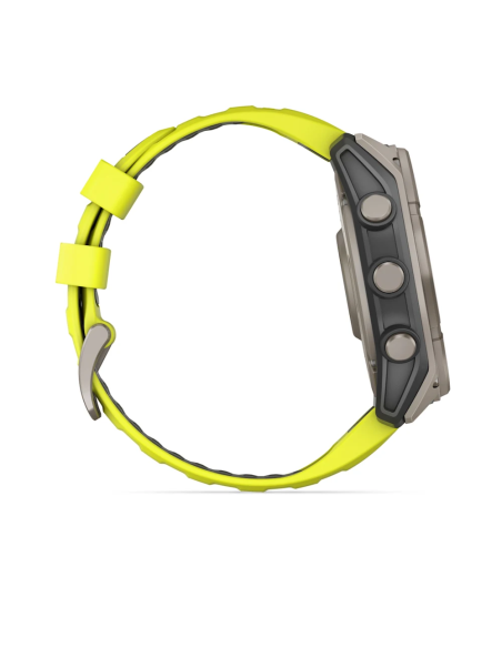 Garmin Fenix 8 - 51 mm Solar Sapphire Titanyum, Amp Sarı/Grafit Silikon Kayışlı