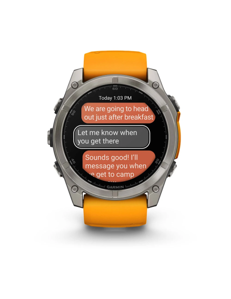 Garmin Fenix 8 – 51 mm AMOLED Sapphire Titanyum Turuncu/Grafit Kayışlı