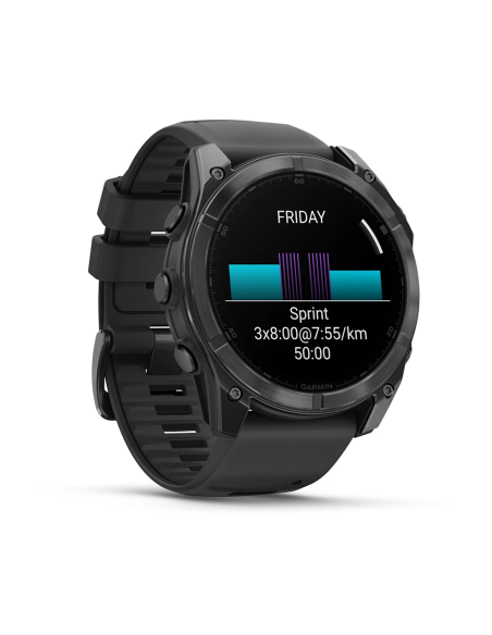 Garmin Fenix 8 – 51 mm AMOLED Slate Gri, Siyah Silikon Kayışlı