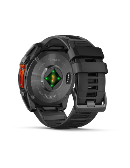 Garmin Fenix 8 – 51 mm AMOLED Slate Gri, Siyah Silikon Kayışlı