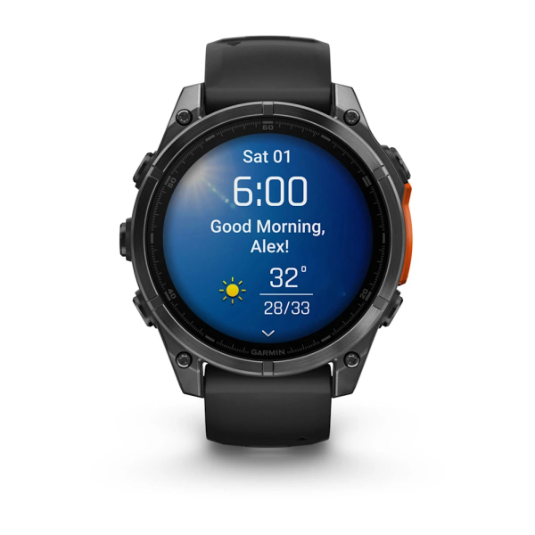 Garmin Fenix 8 – 47 mm AMOLED Siyah/Gri Kayışlı