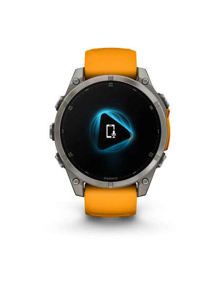 Garmin Fenix 8 – 47 mm AMOLED Sapphire Titanyum Turuncu/Grafit Silikon Kayışlı