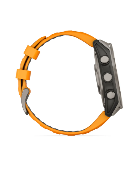 Garmin Fenix 8 – 47 mm AMOLED Sapphire Titanyum Turuncu/Grafit Silikon Kayışlı