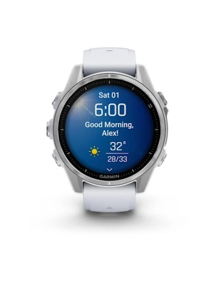 Garmin Fenix 8 - 43 mm AMOLED Gümüş Beyaz Taşlı Silikon Kayışlı