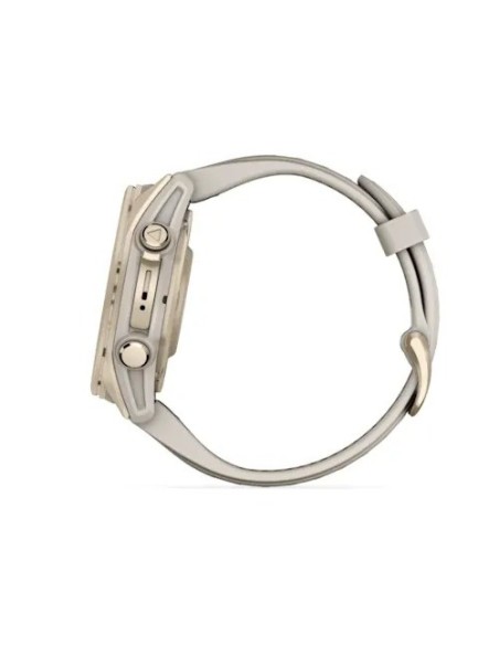 Garmin Fenix 8 - 43 mm AMOLED Sapphire Soft Gold ve Gri/Kum Taşı Silikon Kayışlı