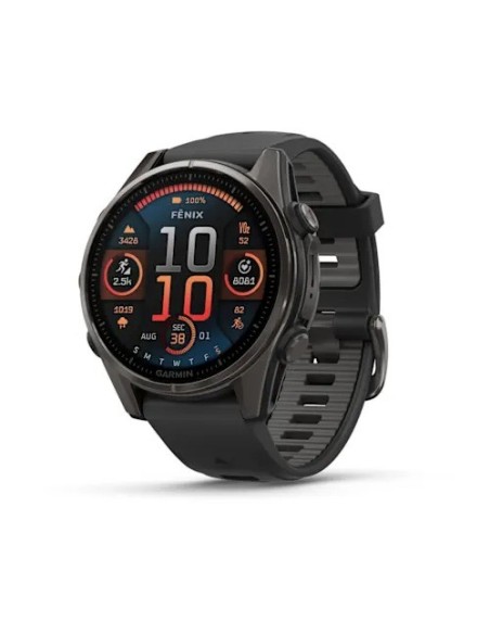 Garmin Fenix 8 - 43 mm, AMOLED Sapphire Karbon Gri DLC Titanyum Siyah/Gri Silikon Kayışlı