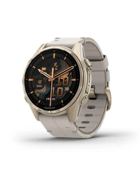 Garmin Fenix 8 - 43 mm AMOLED Sapphire Soft Gold ve Kireçtaşı Deri Kayışlı