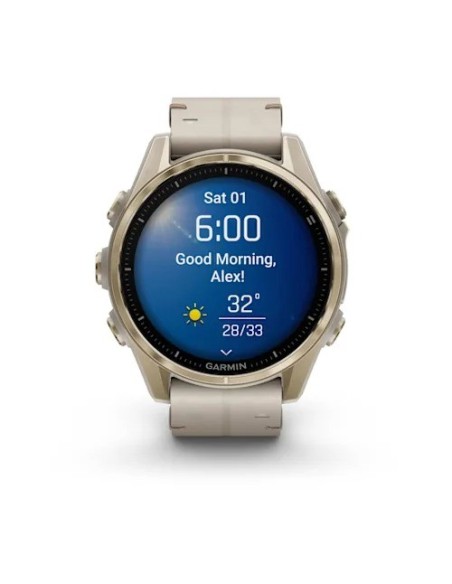 Garmin Fenix 8 - 43 mm AMOLED Sapphire Soft Gold ve Kireçtaşı Deri Kayışlı