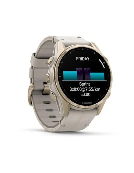 Garmin Fenix 8 - 43 mm AMOLED Sapphire Soft Gold ve Kireçtaşı Deri Kayışlı