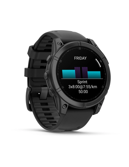 Garmin Fenix E - 47 mm AMOLED Slate Gri Siyah Silikon Kayışlı