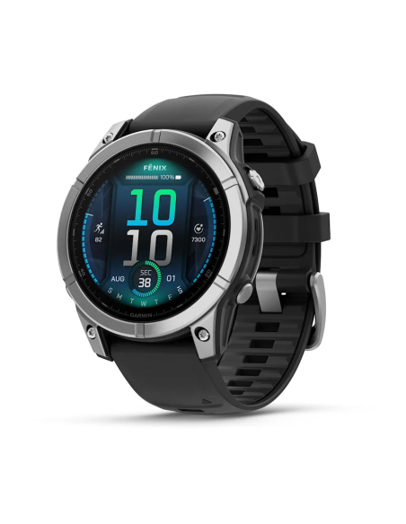 Garmin Fenix E – 47 mm AMOLED Paslanmaz Çelik Siyah Silikon Kayışlı