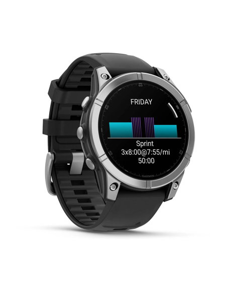 Garmin Fenix E – 47 mm AMOLED Paslanmaz Çelik Siyah Silikon Kayışlı