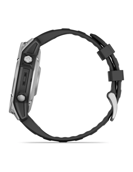 Garmin Fenix E – 47 mm AMOLED Paslanmaz Çelik Siyah Silikon Kayışlı