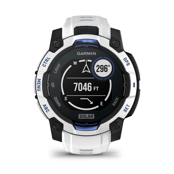 Garmin Instinct 3 – 45 mm Solar Beyaz Mavi