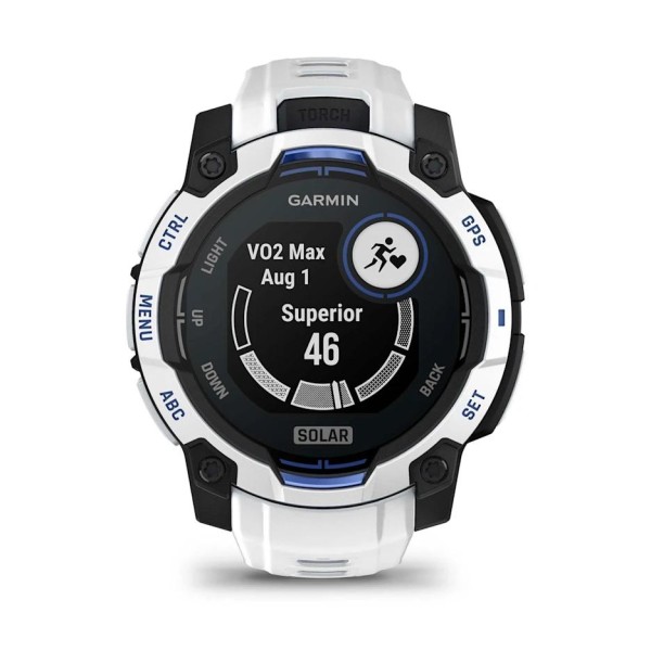 Garmin Instinct 3 – 45 mm Solar Beyaz Mavi