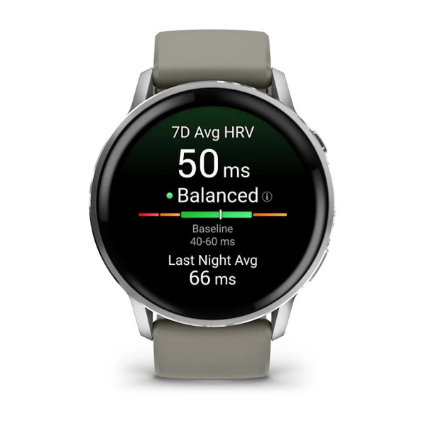 Garmin Venu 4 - 45 mm Gümüş Gri Silikon Kayışlı