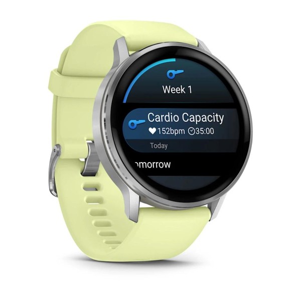 Garmin Venu 4 - 45 mm Gümüş Sarı Silikon Kayışlı