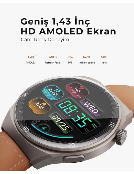 AUKEY SW-2U 2 Ultra Deri Kayış Akıllı Saat