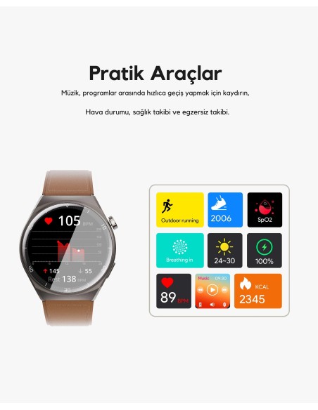 AUKEY SW-2U 2 Ultra Deri Kayış Akıllı Saat