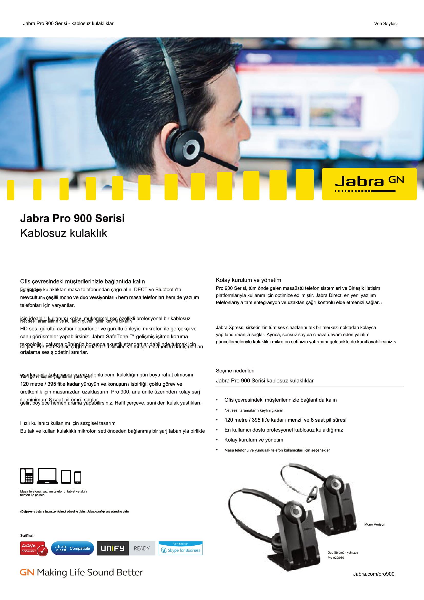 Jabra Pro 920 Mono Kulaklık Özellikleri